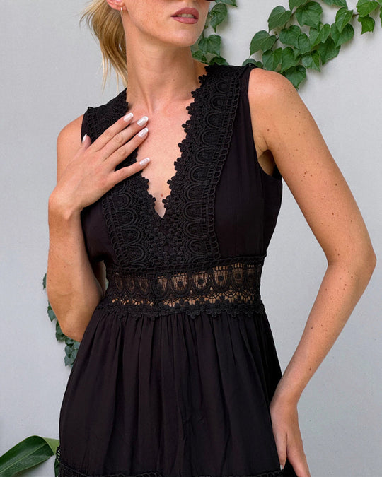 Dames A-lijn Jurk V-hals met Kantdetails 100% Polyester 8