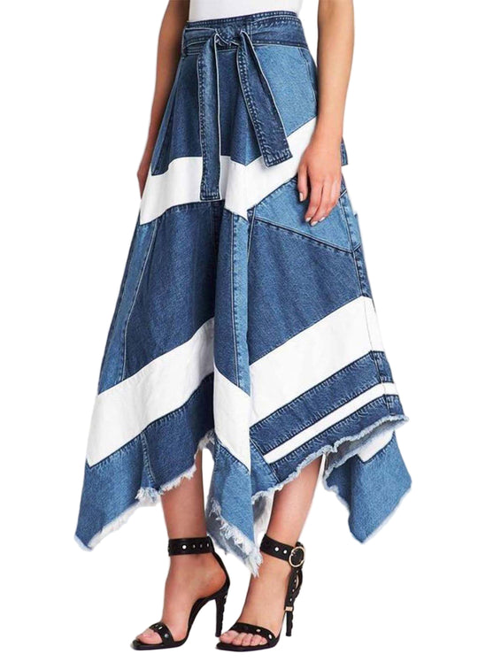 Dames A-lijn Rok Asymmetrisch Denim 0