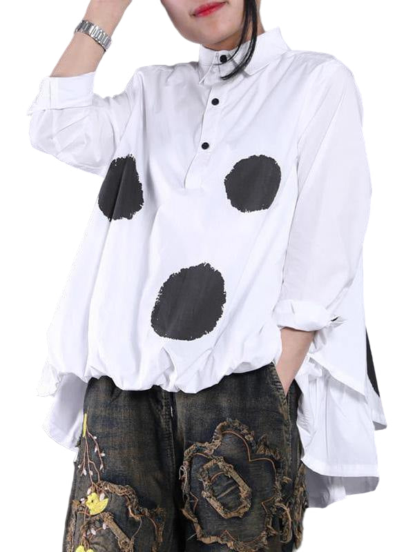 Dames Asymmetrisch Gestippeld Blouse 0