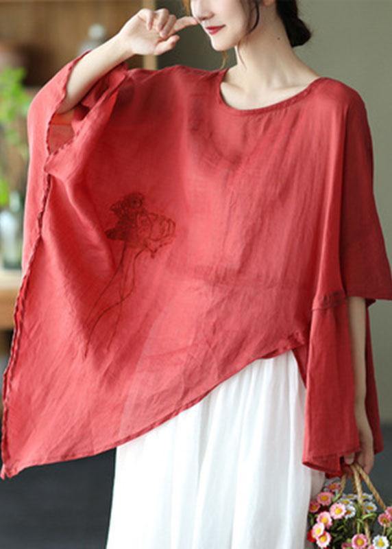 Dames Asymmetrisch Shirt met Geborduurd Ontwerp 1