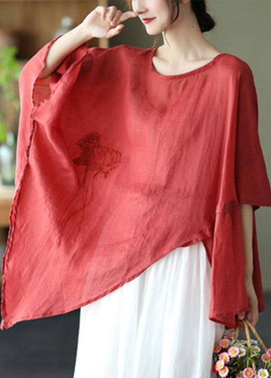 Dames Asymmetrisch Shirt met Geborduurd Ontwerp 1