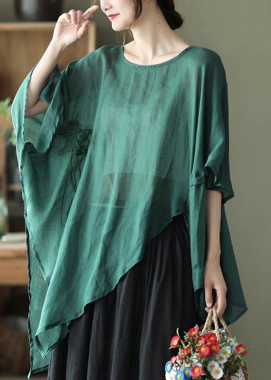 Dames Asymmetrisch Shirt met Geborduurd Ontwerp 2