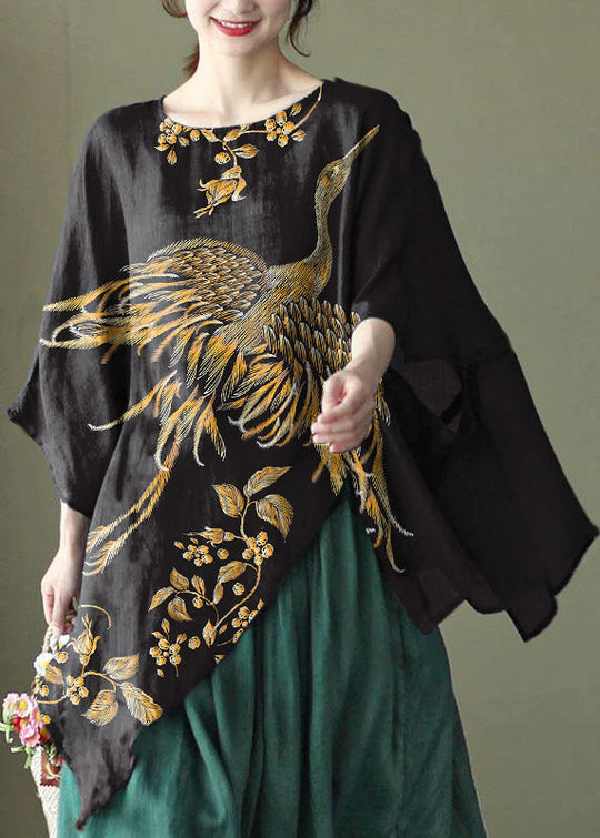 Dames Asymmetrisch Shirt met Geborduurd Ontwerp 5