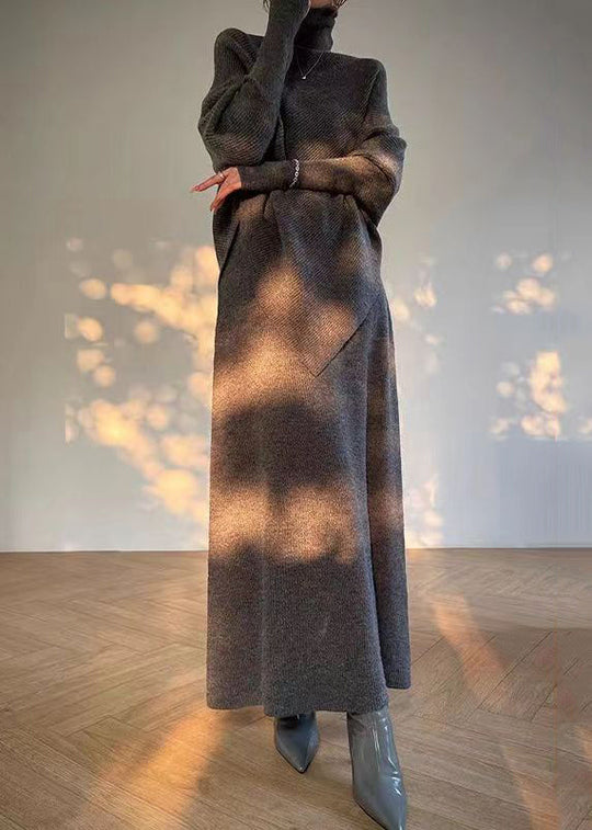 Dames Asymmetrische Gebreide Set met Hoge Hals 3