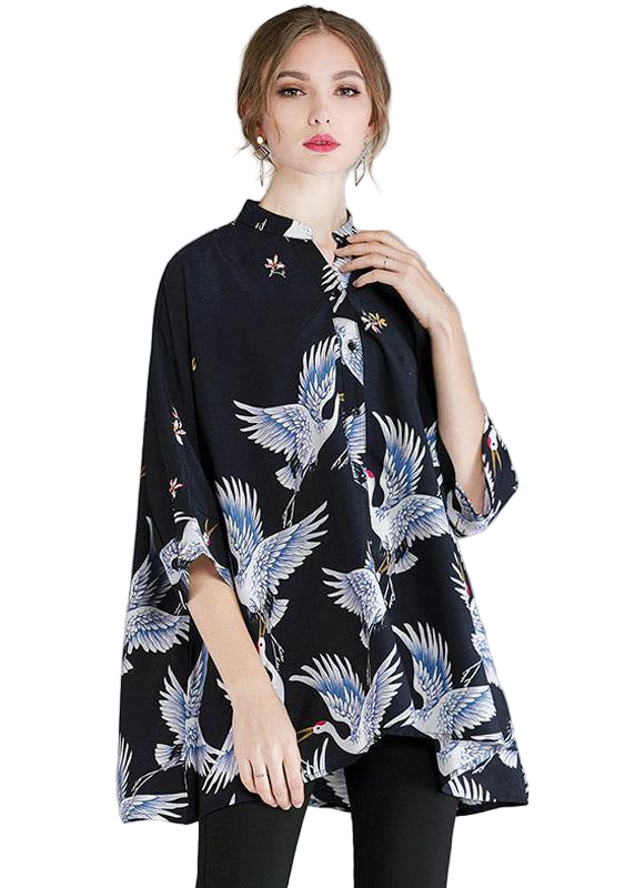 Dames Asymmetrische Top met Opstaande Kraag 0