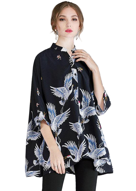 Dames Asymmetrische Top met Opstaande Kraag 0