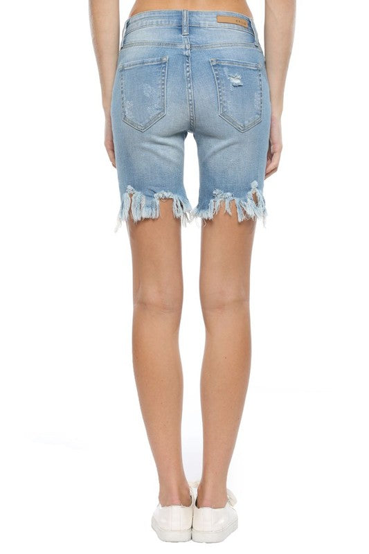 Dames Bermuda Shorts Ongelijke Zoom Licht Denim 2
