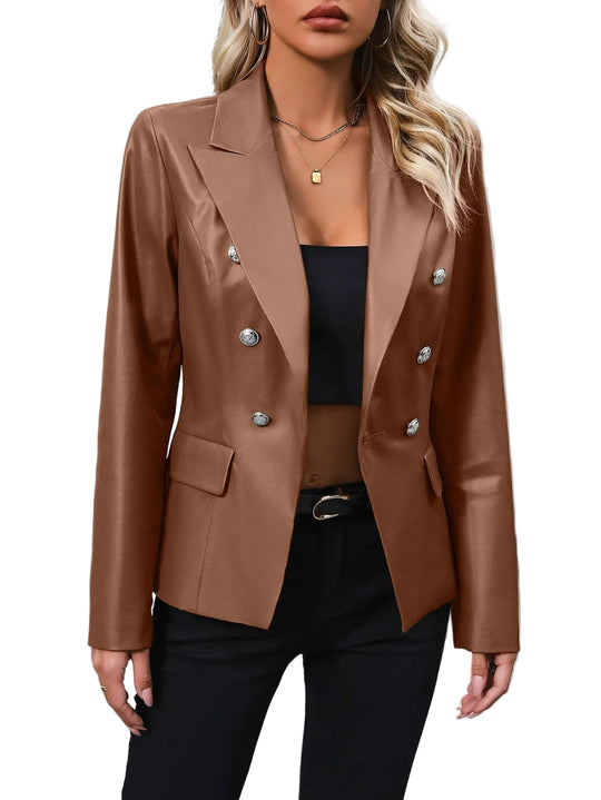 Dames Blazer - Tailored Fit - Faux Leather 2