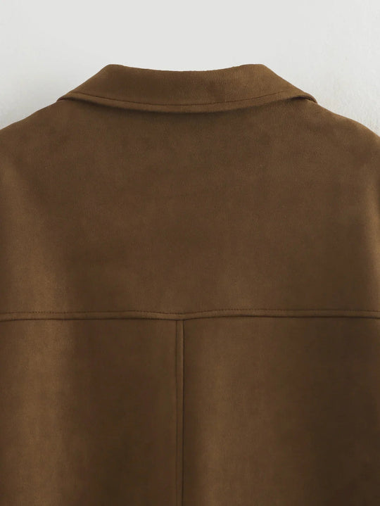 Dames Blazer Jas Bruin Met Cropped Pasvorm 8