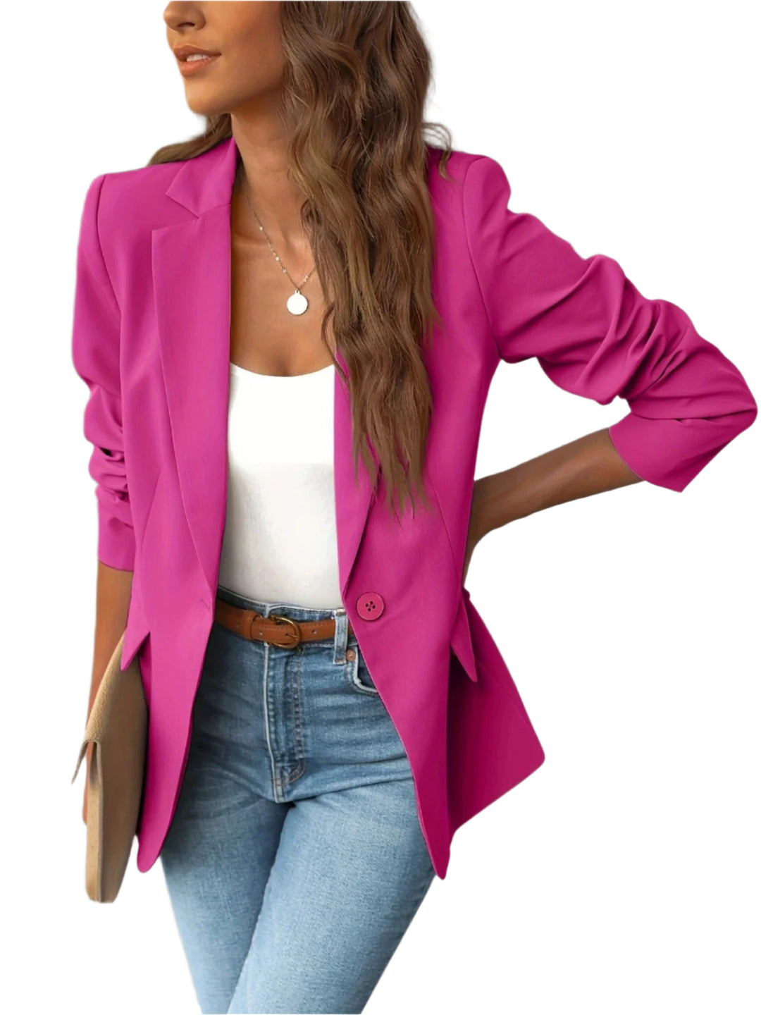 Dames Blazer Lichtgewicht Gestructureerd Met Enkele Knoopsluiting 0