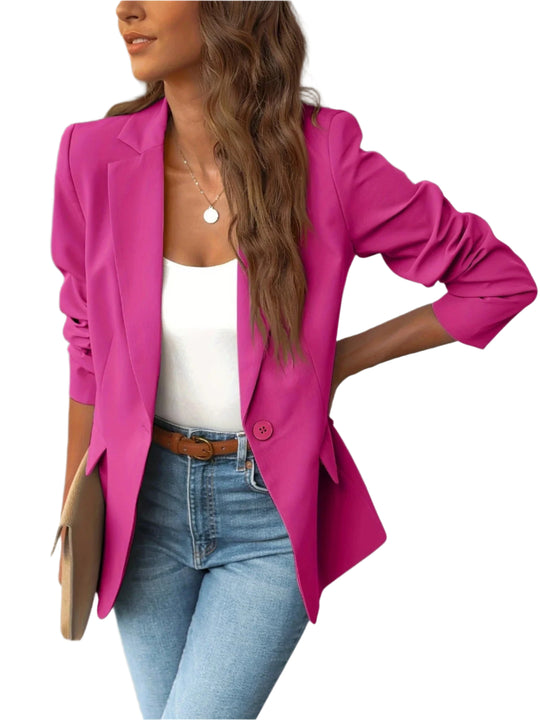 Dames Blazer Lichtgewicht Gestructureerd Met Enkele Knoopsluiting 0