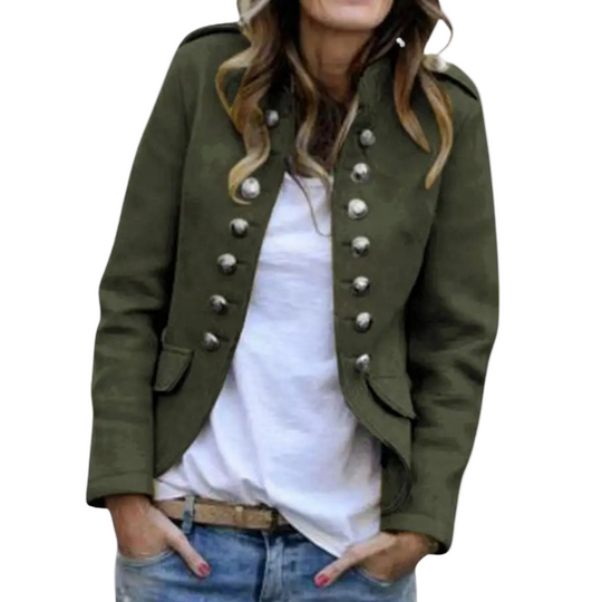 Dames Blazer met Stand-Up Krave en Knoopsluiting 0