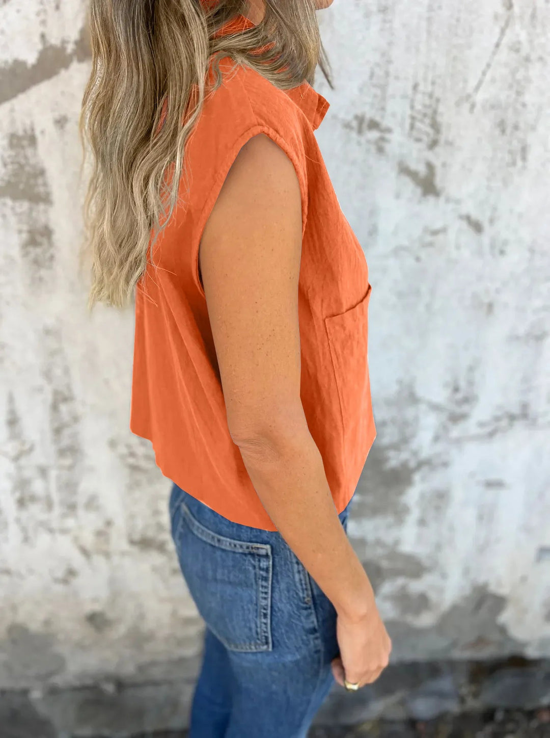 Dames Blouse Basic Knoopsluiting Linnen 2