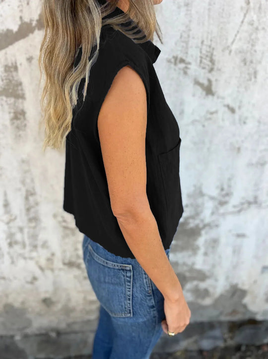 Dames Blouse Basic Knoopsluiting Linnen 8