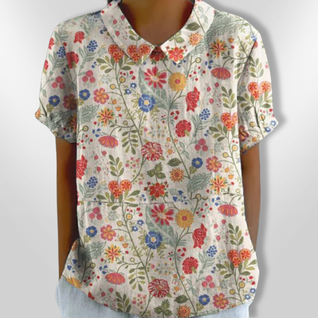 Dames Blouse Bloemenprint Casual Katoen Relaxed Fit 0