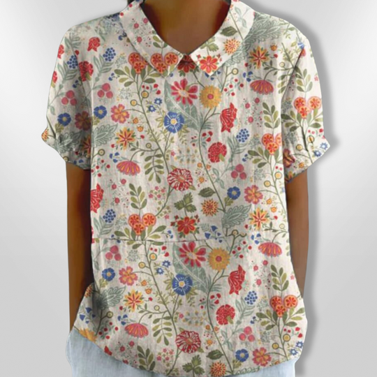 Dames Blouse Bloemenprint Casual Katoen Relaxed Fit 0