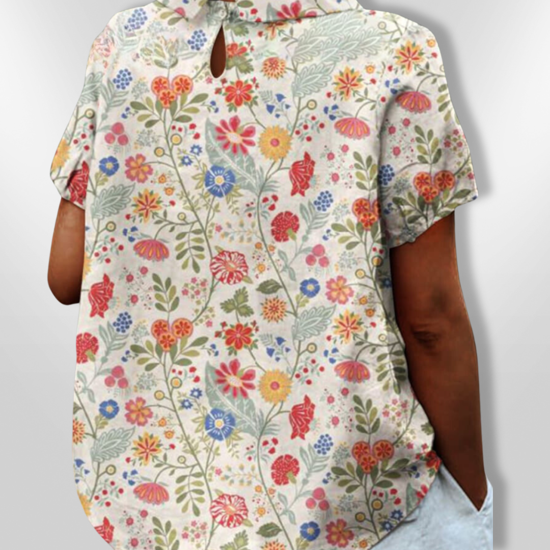 Dames Blouse Bloemenprint Casual Katoen Relaxed Fit 1