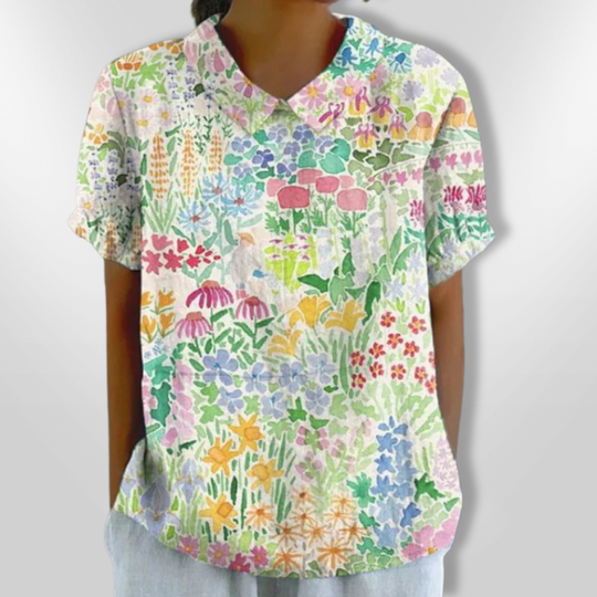 Dames Blouse Bloemenprint Casual Katoen Relaxed Fit 6