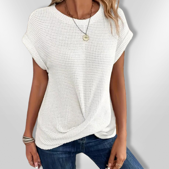 Dames Blouse Casual Stijl Zachte Mesh Met Opgerolde Mouwen 3