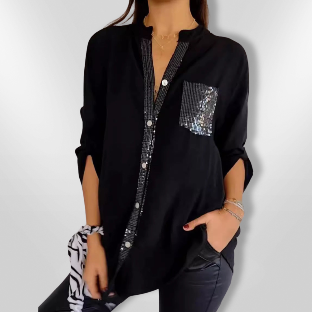 Dames Blouse Chic Côtier met Sequins 0