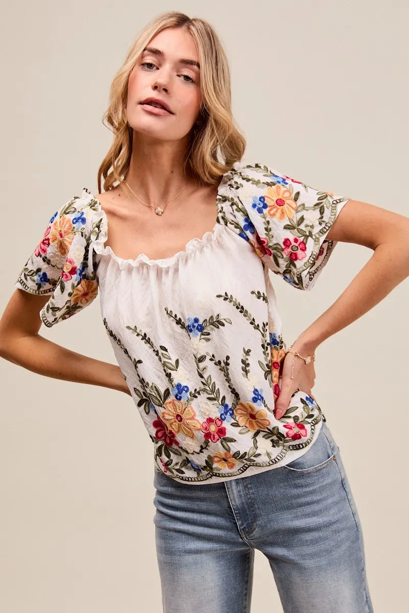 Dames Blouse Met Bloemen Borduursel Off The Shoulder 5