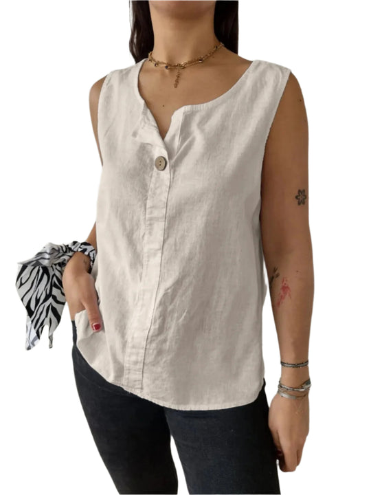 Dames Blouse Mouwloos Casual Linnen 0