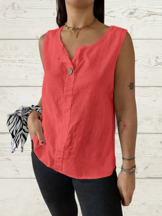 Dames Blouse Mouwloos Casual Linnen 10