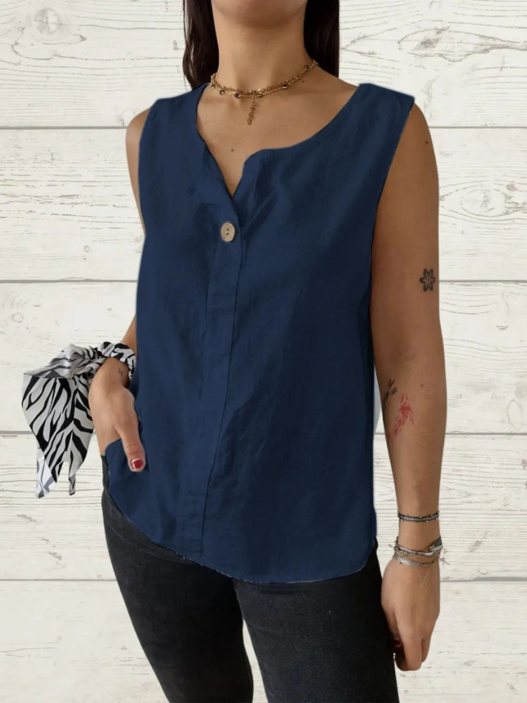 Dames Blouse Mouwloos Casual Linnen 11