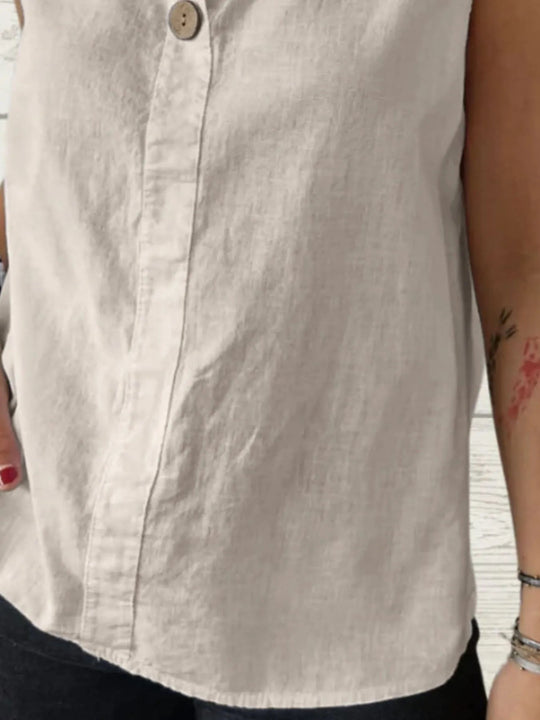 Dames Blouse Mouwloos Casual Linnen 2