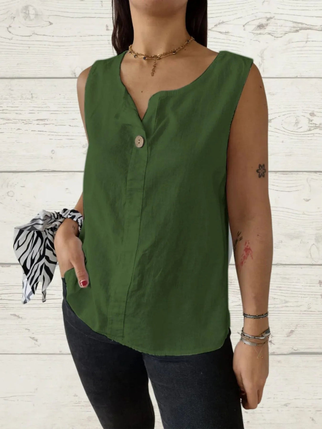 Dames Blouse Mouwloos Casual Linnen 6