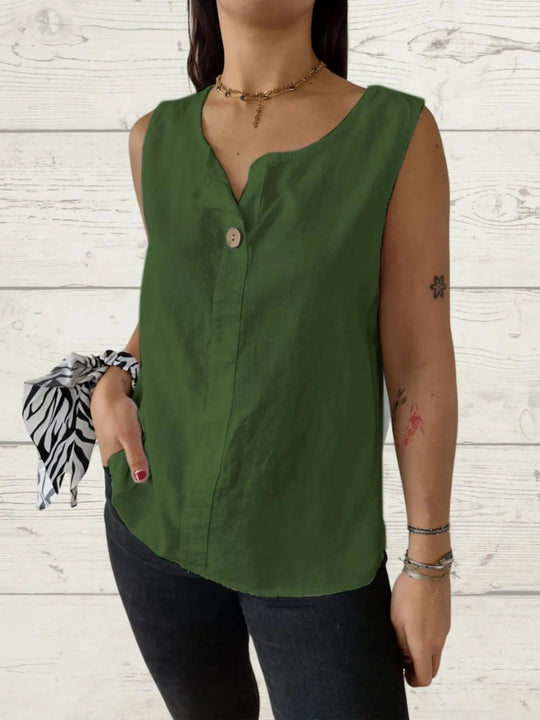 Dames Blouse Mouwloos Casual Linnen 6