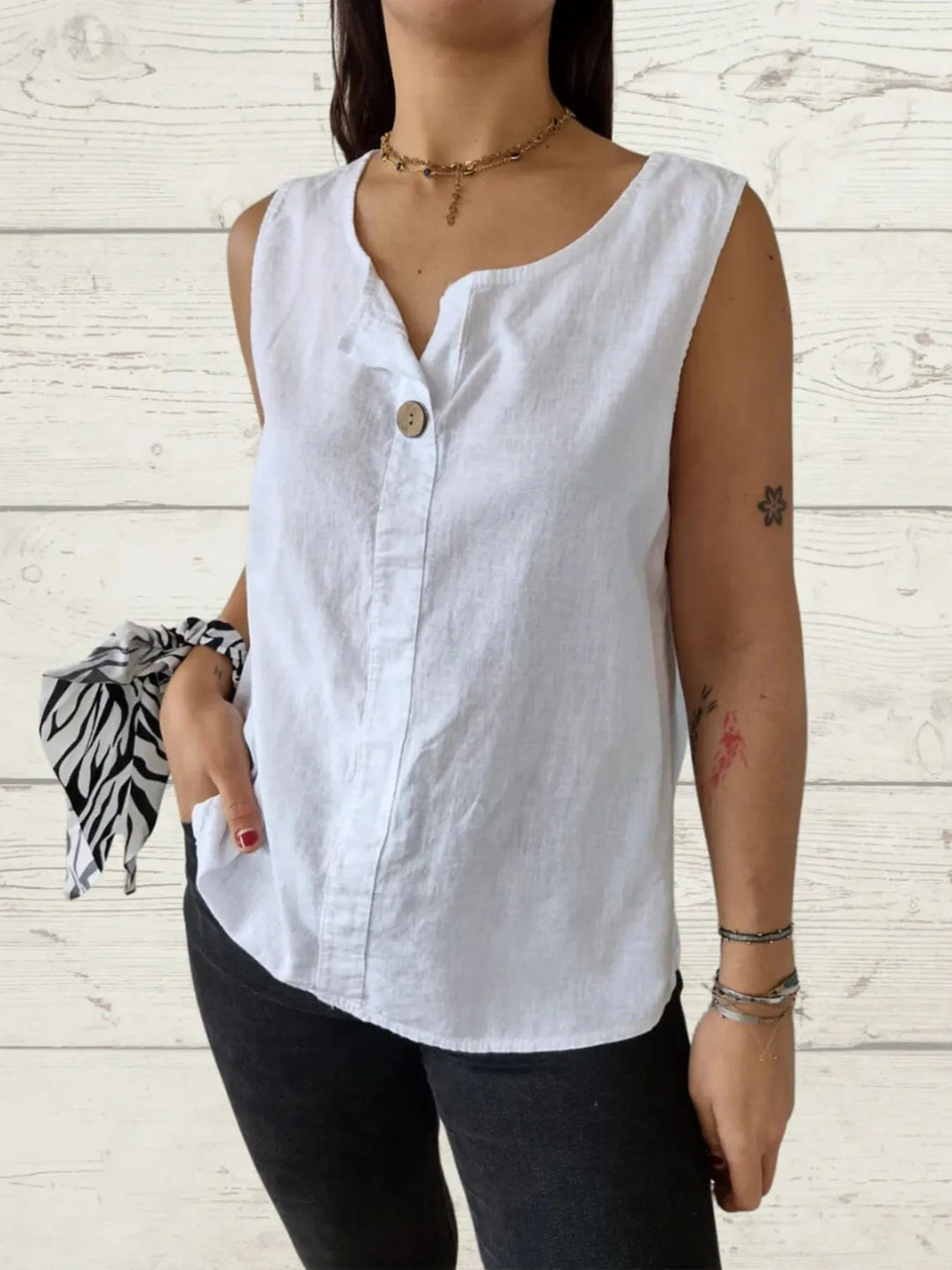 Dames Blouse Mouwloos Casual Linnen 9