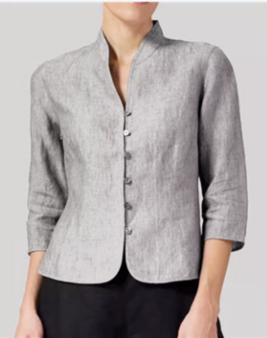 Dames Blouse Stehkragen Modern Chambray 1