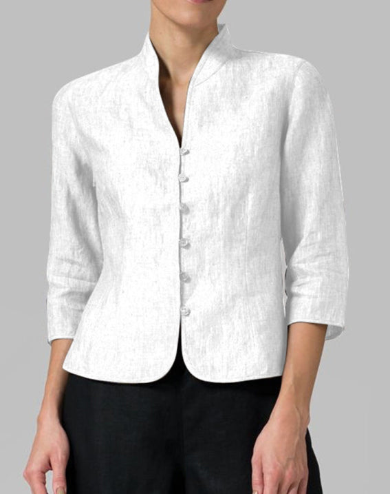Dames Blouse Stehkragen Modern Chambray 4