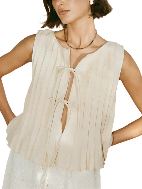 Dames Blouse met Bandjes van Katoen en Linnen 0