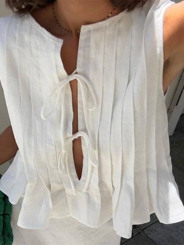 Dames Blouse met Bandjes van Katoen en Linnen 6