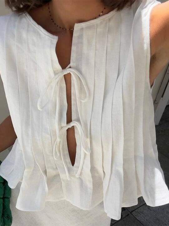 Dames Blouse met Bandjes van Katoen en Linnen 6