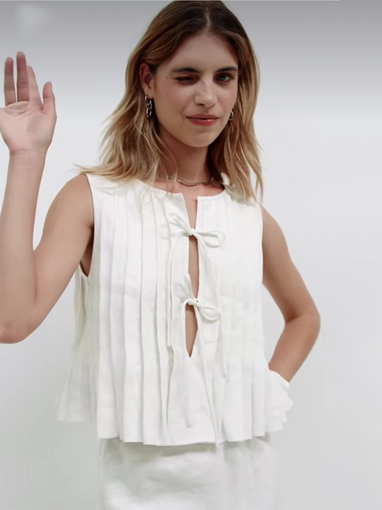 Dames Blouse met Bandjes van Katoen en Linnen 8