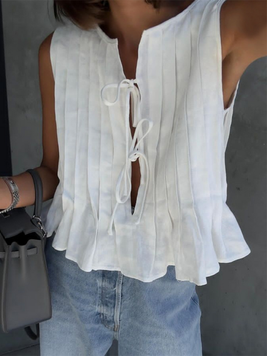 Dames Blouse met Bandjes van Katoen en Linnen 9