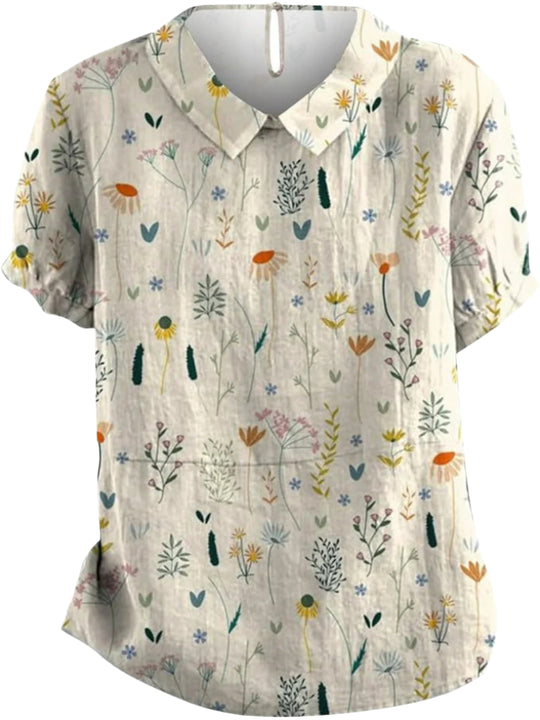 Dames Blouse met Wildbloemenprint en Zachte Stof 0