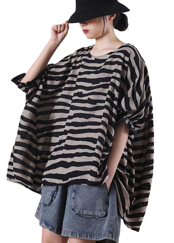 Dames Boho Shirt met O-hals en Halve Mouwen 0