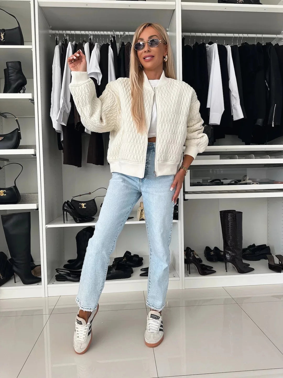 Dames Bomberjack Gewatteerd met Rits en Geribbelde Afwerking 3