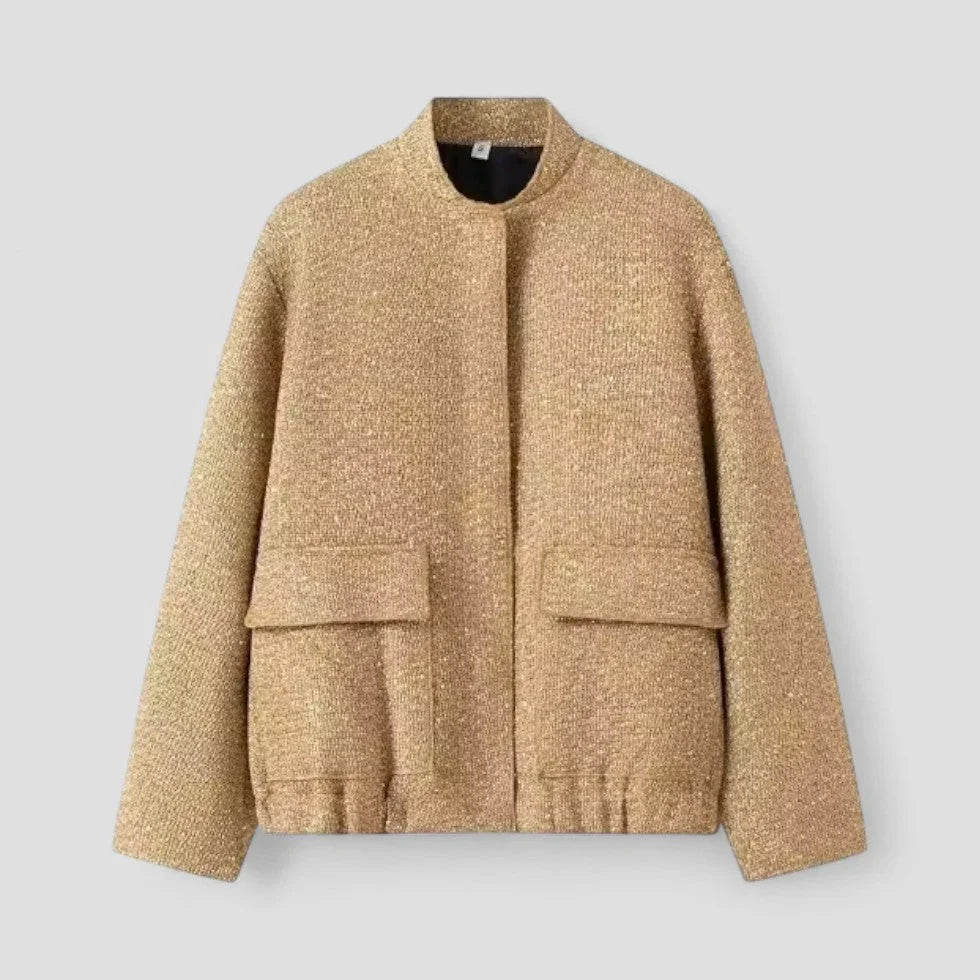 Dames Bomberjack Met Pailletten en Opstaande Kraag 1