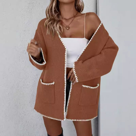 Dames Cardigan Gebreid Oversized Met Open Voorkant En Praktische Zakken 1