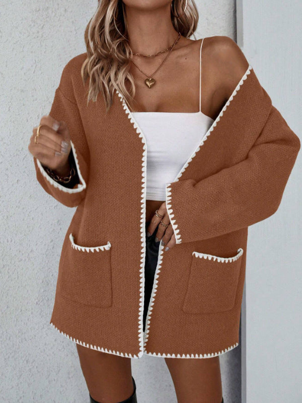 Dames Cardigan Gebreid Oversized Met Open Voorkant En Praktische Zakken 3