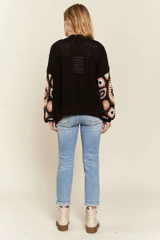 Dames Cardigan Gehaakt met Multi-kleurige Mouwen 5