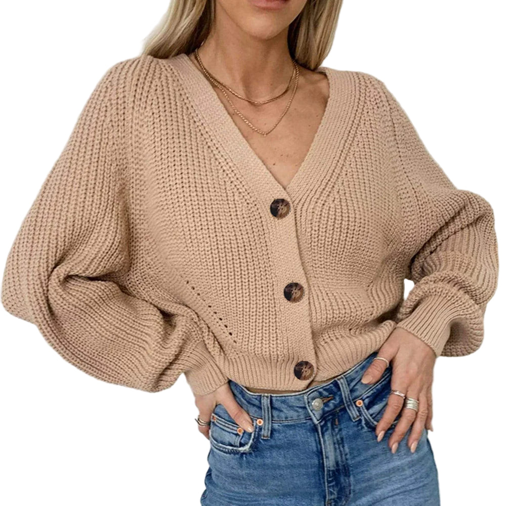 Dames Cardigan Jas Chunky Knit V-Hals 1