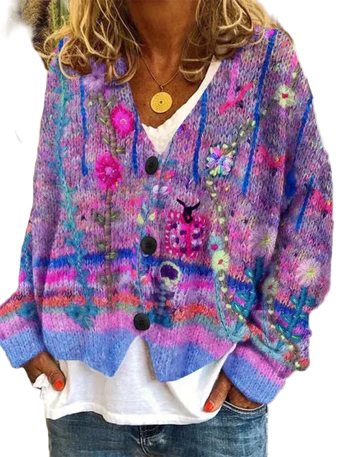 Dames Cardigan Oversized Gebreid met Dappere Patroon 0
