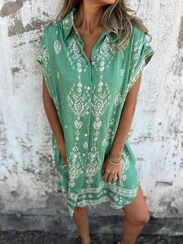 Dames Casual Korte Mouwen Linnen Shirt Met Zak 8