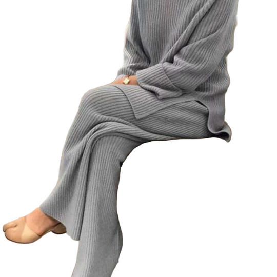 Dames Casual Set met Gebreide Trui en Broek 0
